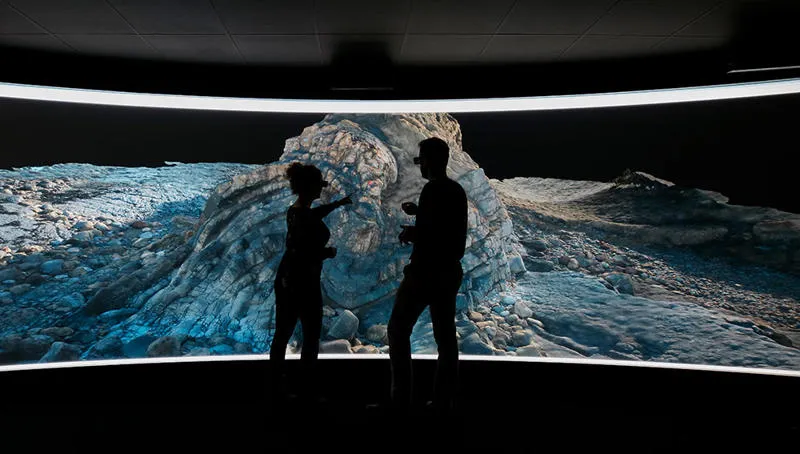 People wearing virtual reality headsets