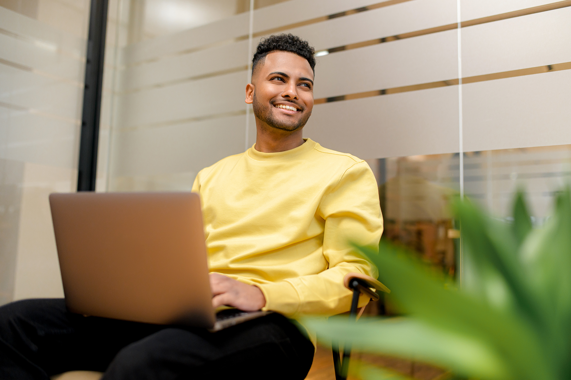 A man working on a laptop