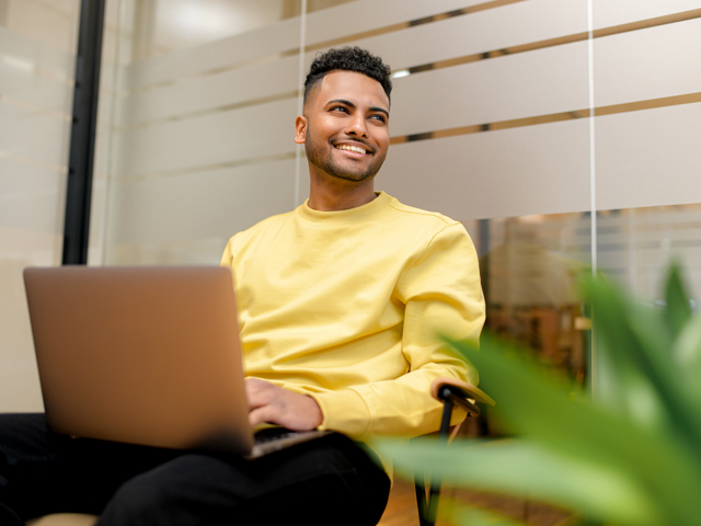 A man working on a laptop