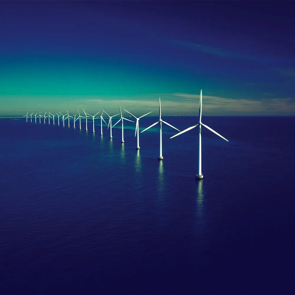 Offshore wind turbines across the sea