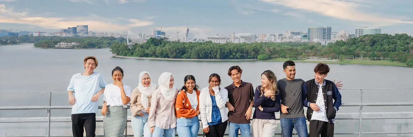 Students on the rooftop balcony of the Heriot-Watt University Malaysia campus