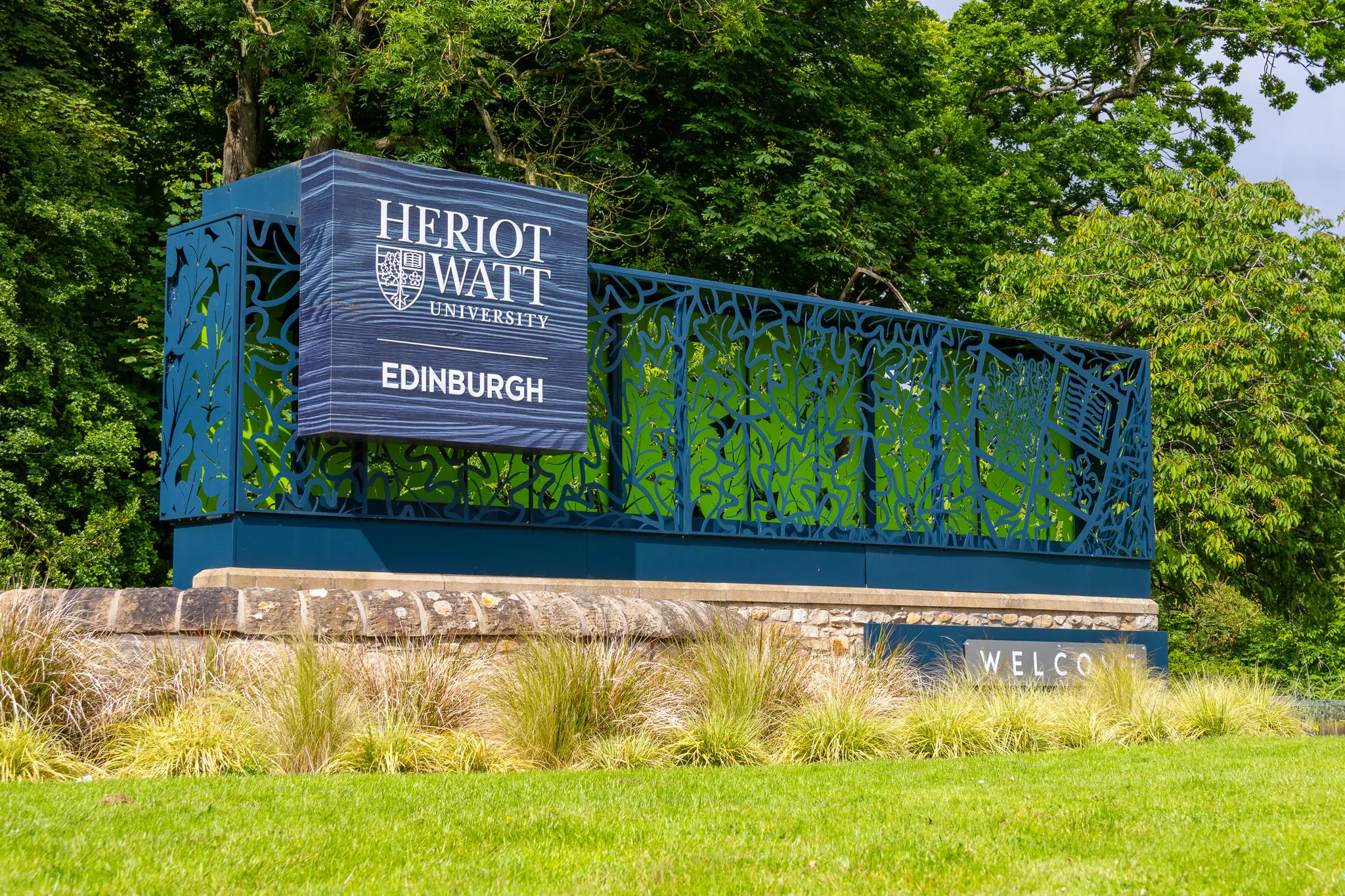 Image shows the front entrance to Heriot-Watt's Edinburgh campus.