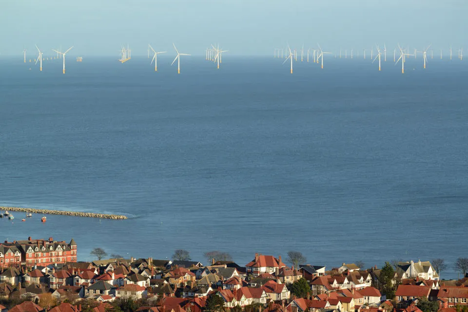 An offshore wind farm on the North Wales coast