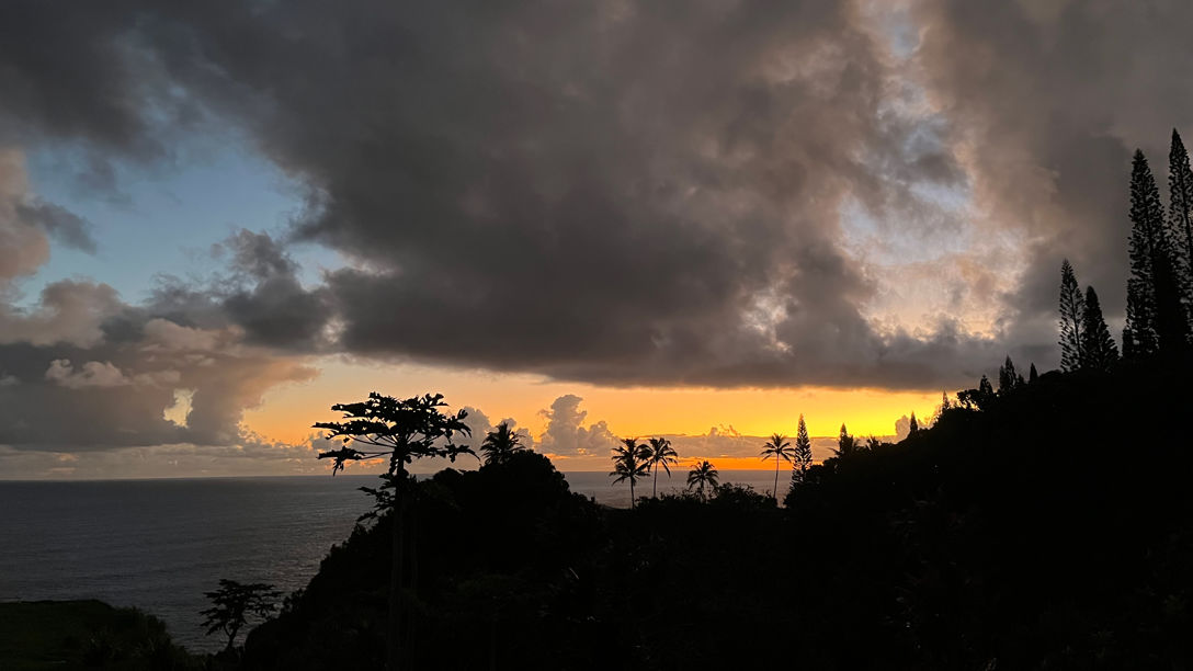 Hawaiian sunset view from Kula in Maui, Hawaii. Hawaiian sunset view from Kula in Maui, Hawaii.