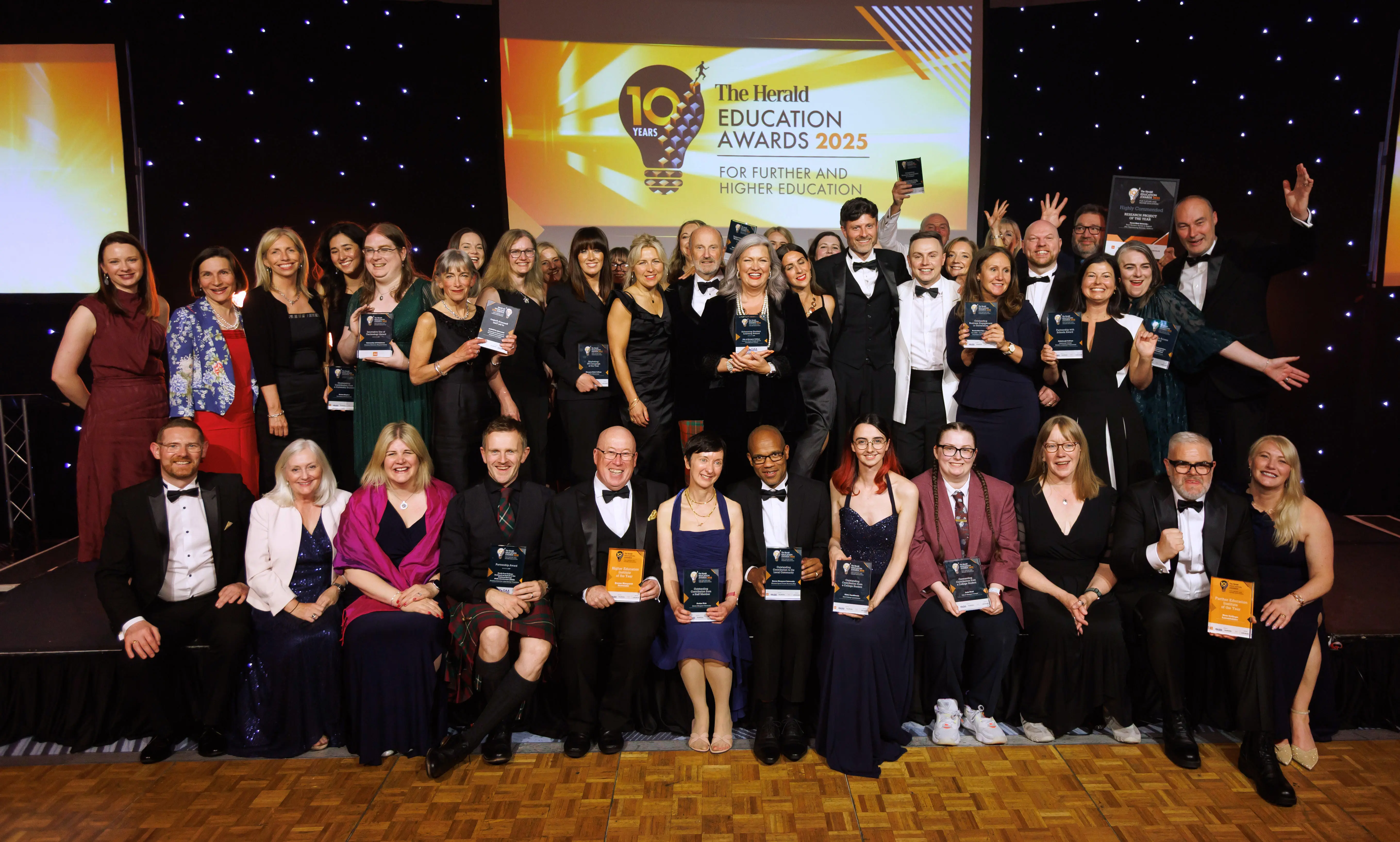A group of award winners from across Scotland's further and higher education sector