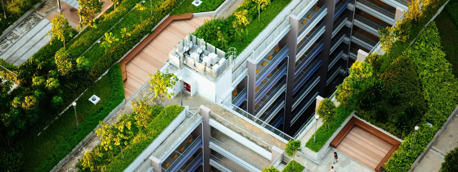 An aerial shot of buildings