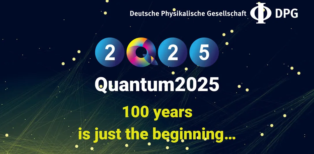 Graphic indicating that next year marks 100 years since the initial development of quantum mechanics.