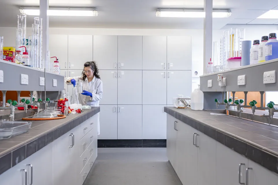 A scientist at work in a lab. 