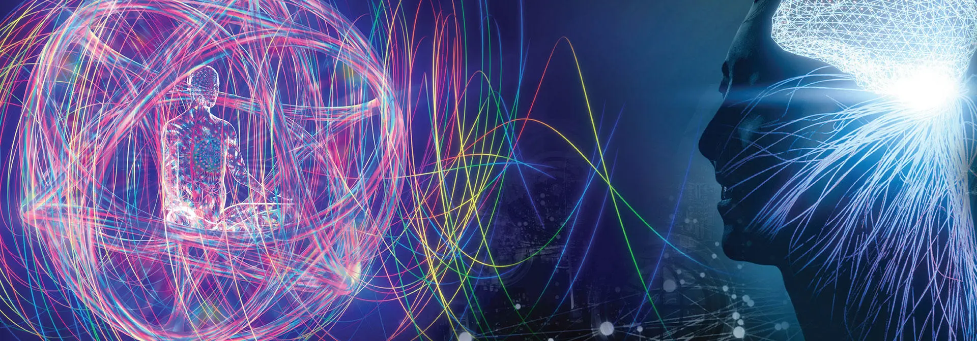 Visual representation of a brain highlighting the connection between human thought and digital information.