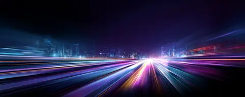 Abstract graphic of lights through a city