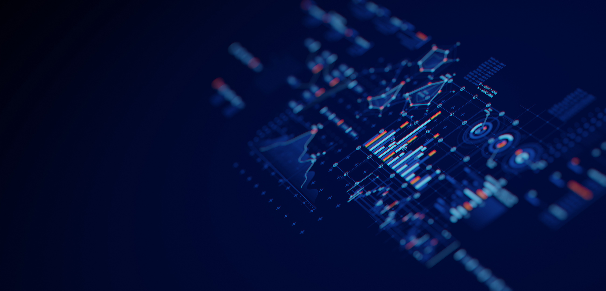 Abstract graphic of charts and diagrams on a dashboard