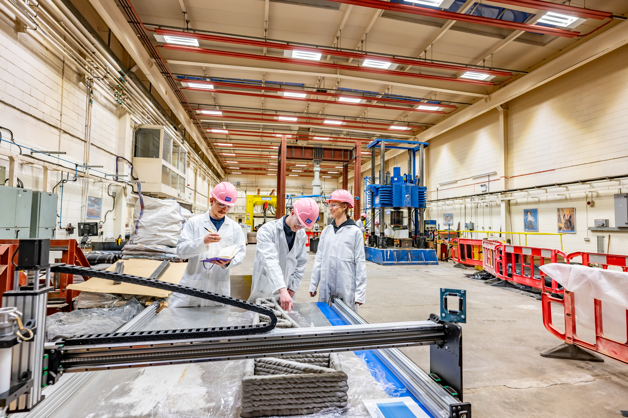 Students in a built environmental testing lab