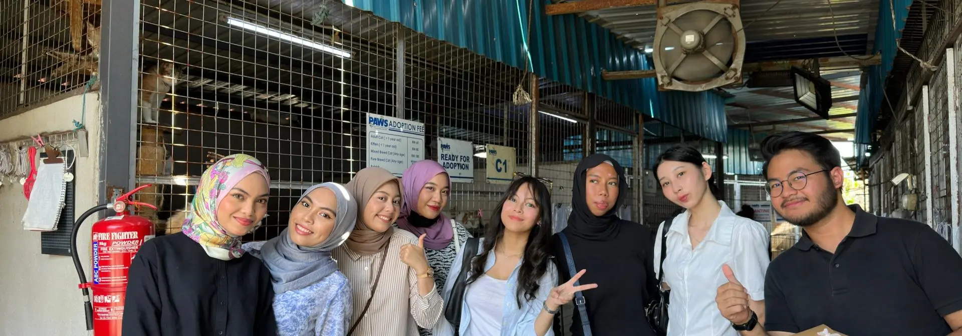 Students in a warehouse