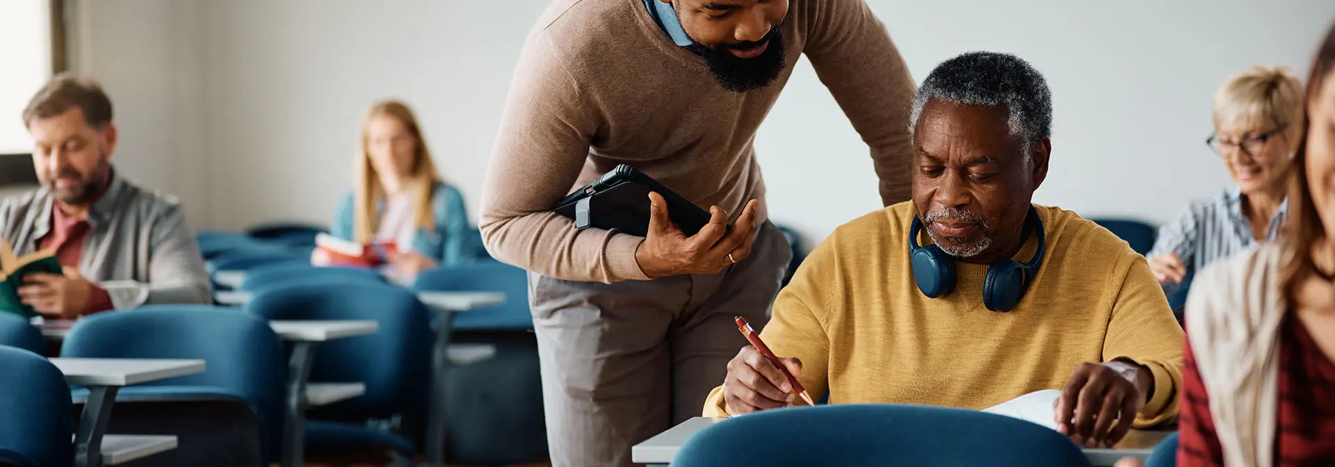 Students of all ages in a classroom