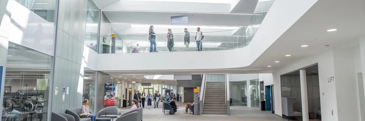 Students on the GRID building lower and mezzanine floors, Edinburgh Campus