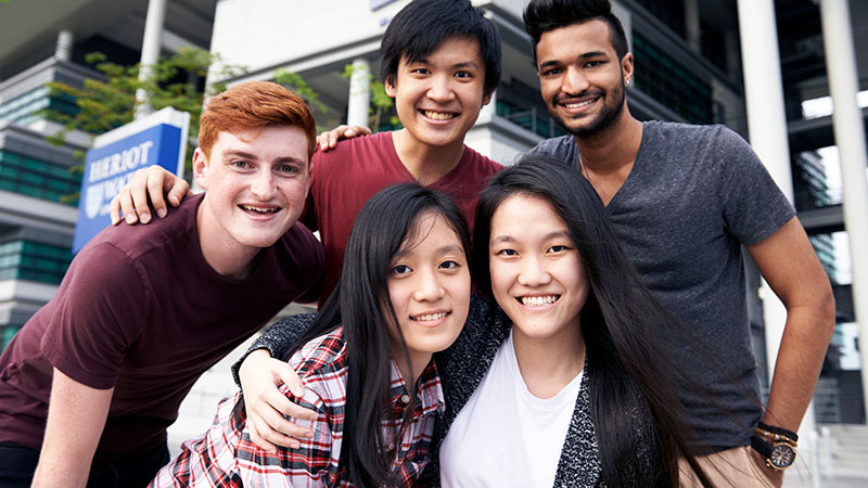 Group of students outside Malaysia Campus entrance
